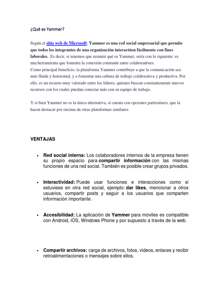 Qué Es Yammer | PDF | Microsoft | Microsoft Office