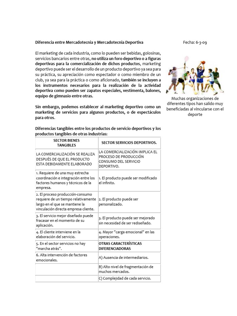 Diferencias entre Marketing y Deportivo | PDF | Marketing | Producto ...