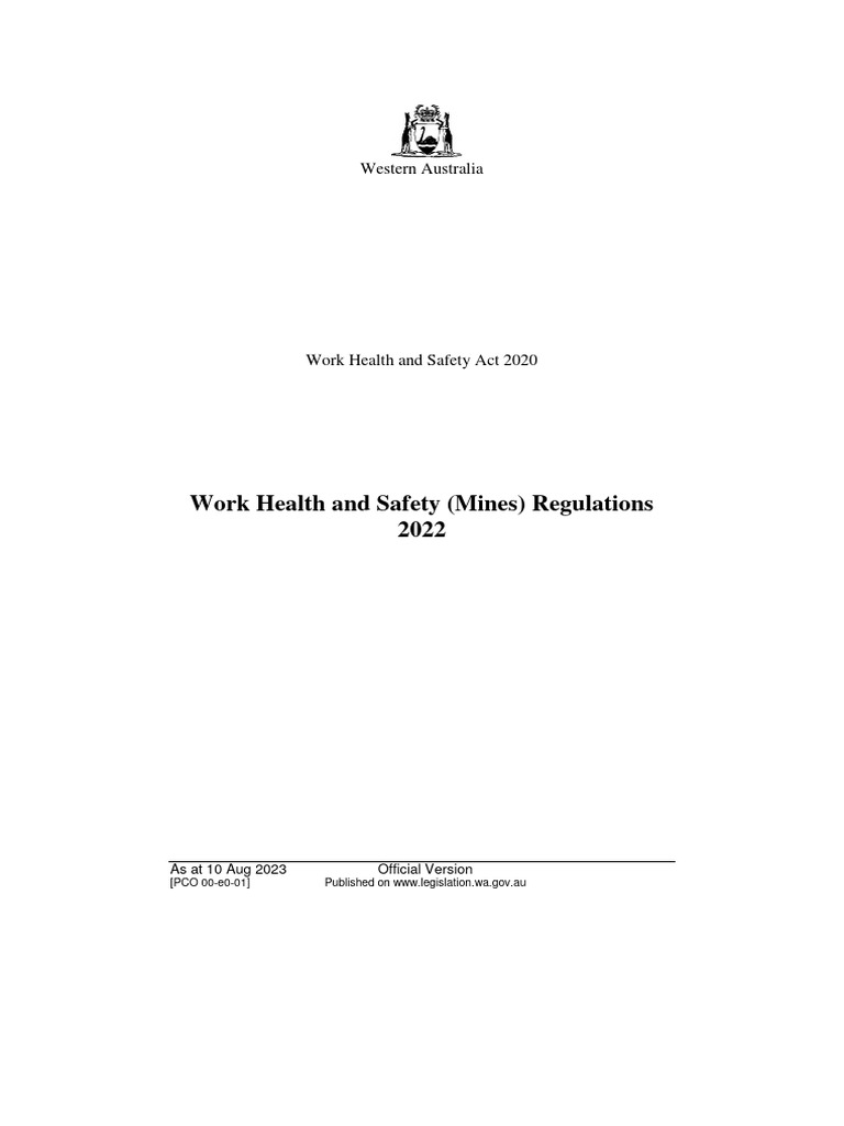 Work Health and Safety (Mines) Regulations 2022 [00e001] PDF