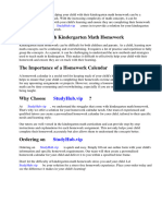 Kindergarten Math Homework Calendar