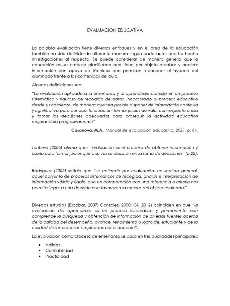 Evaluacion Educativa | PDF | Evaluación | Enseñando