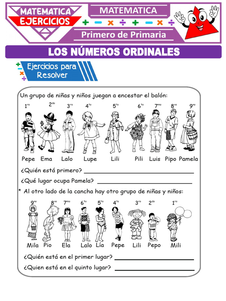 Ejercicios de Números Ordinales y Decenas | PDF, image size:768x1024