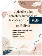 La Violación de Los Derechos Humanos Que Ocurrió Entre 1967 y 1980 en Bolivia Numero de Ista 13 Jove Blanco Adrian