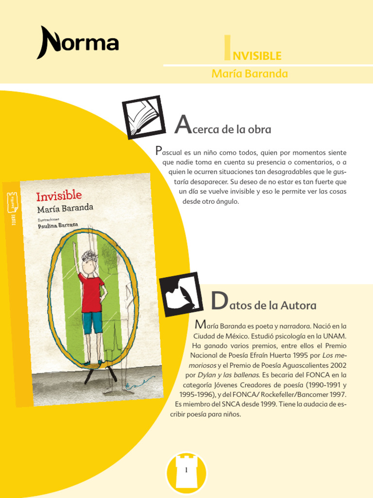 Invisible de María Baranda: Resumen y Actividades | PDF