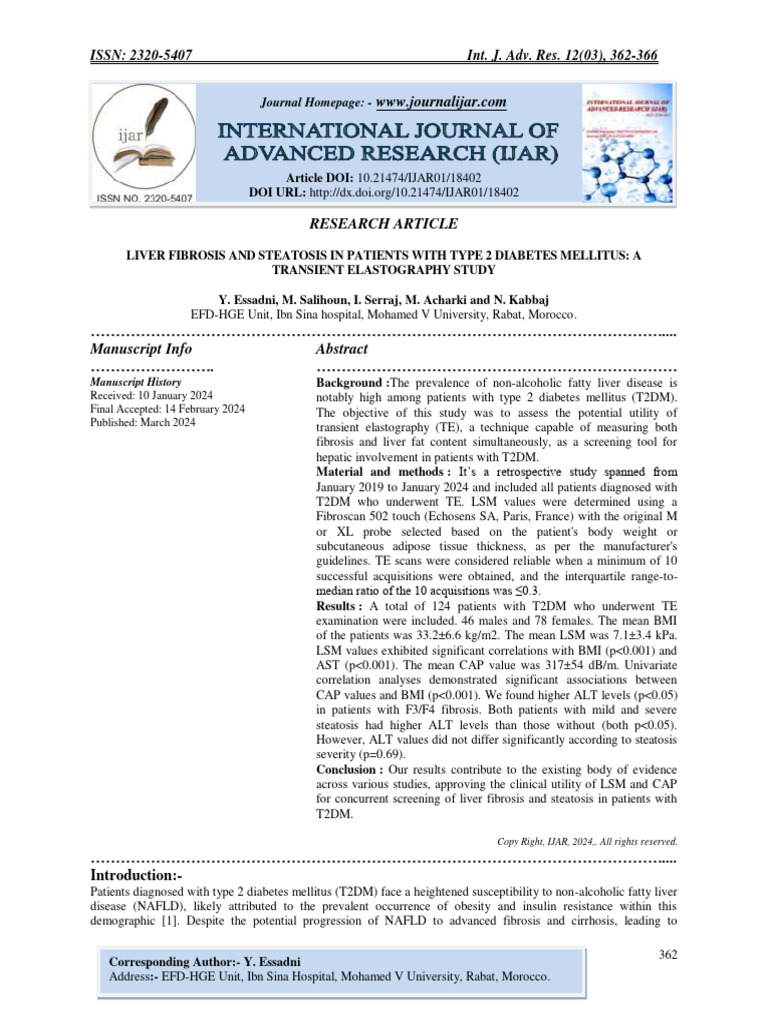 Liver Fibrosis and Steatosis in Patients With Type 2 Diabetes Mellitus ...