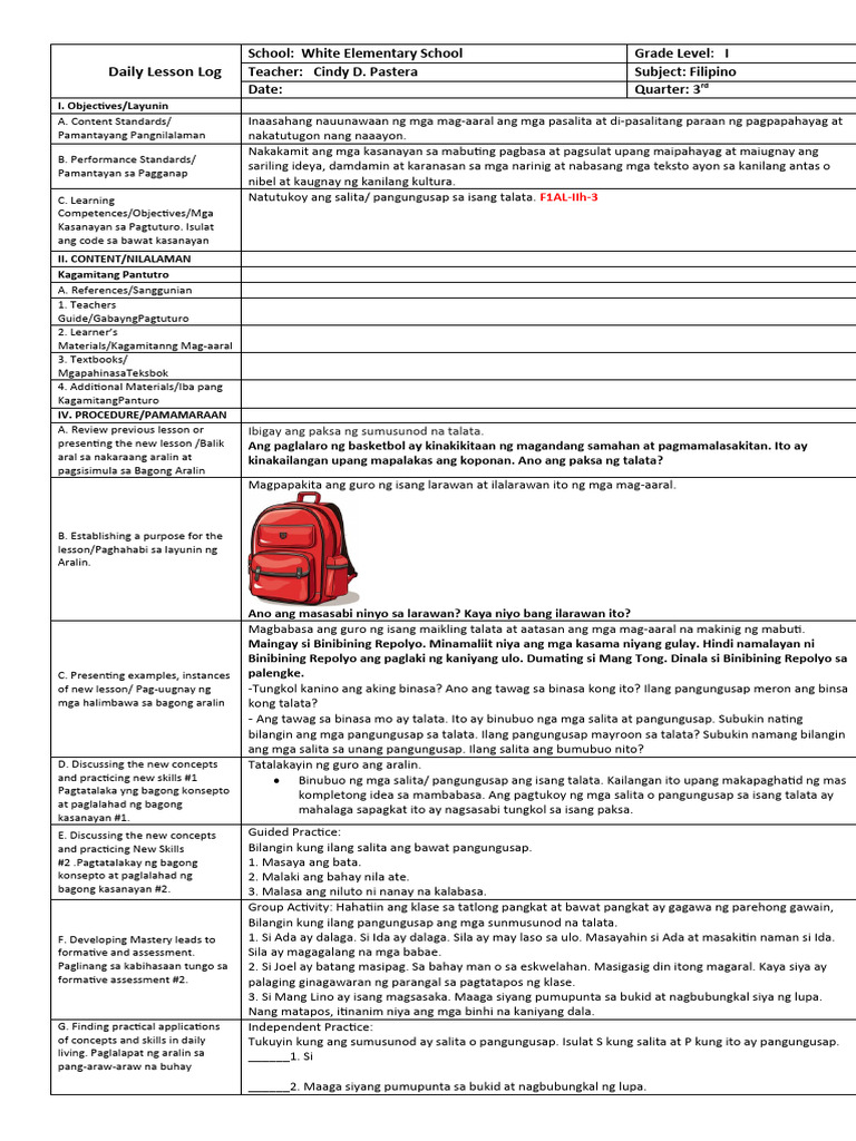 DLL - Week 7 - 3rd Quarter | PDF