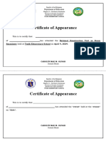 Certificate of Appearance-Template