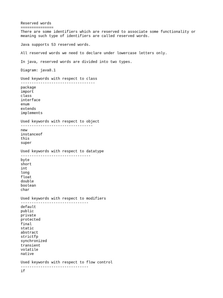 Java 8 | PDF | Variable (Computer Science) | Reserved Word