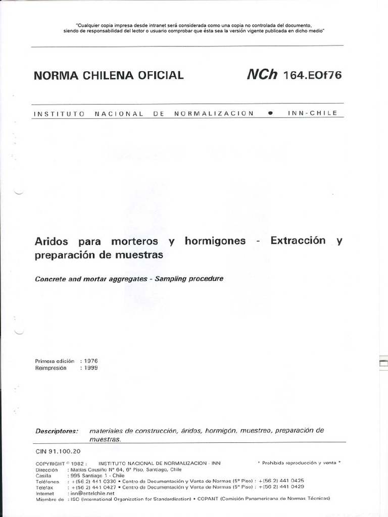Copias no controladas del documento NCH 164 | PDF | Informática
