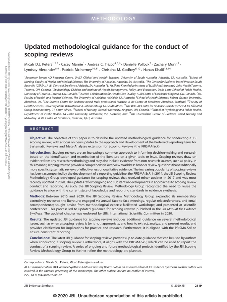 Scoping Review Guidance Update | PDF | Systematic Review | Methodology