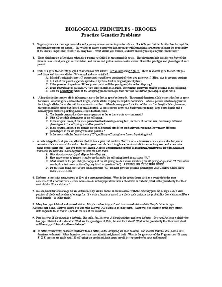 Advanced Genetics Practice Problems | PDF | Dominance (Genetics) | Allele