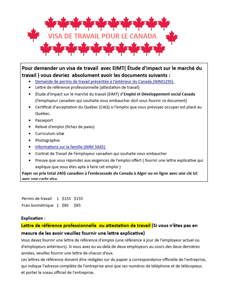 Guide sur le permis de travail au Canada | PDF | Passeport | Visa ...