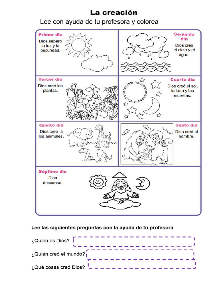Actividades sobre la Creación de Dios | PDF