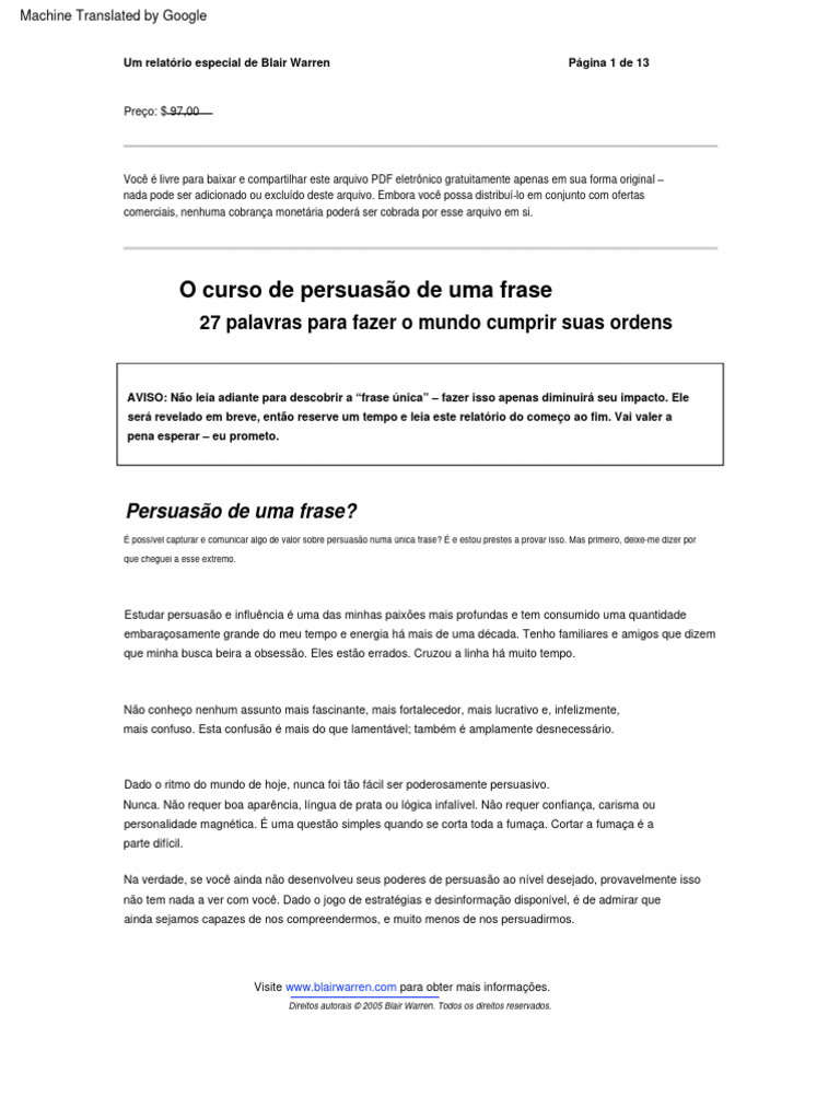 Persuasão em Uma Frase Poderosa | PDF | Pensamento | Verdade