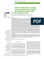 Prevalence of Depression, Anxiety and Stress Among Private Medical College Students in South India: A Cross Sectional Study