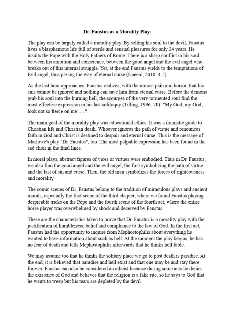 Dr. Faustus as Morality Play PDF Salvation Seven Deadly Sins