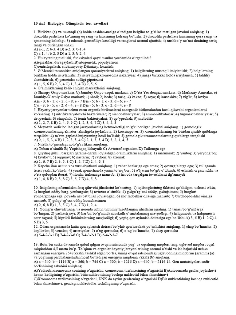 Javoblar bilan jinsiy testlar