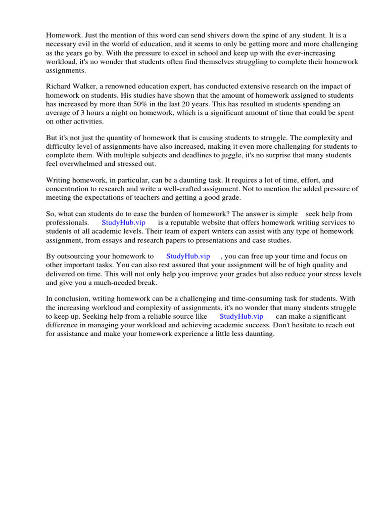 Richard Walker Homework Study | PDF | Homework