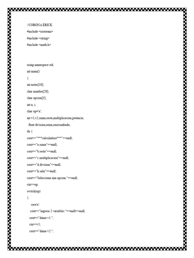 Calculadora en C++ Interactiva | PDF | Métodos y materiales de ...
