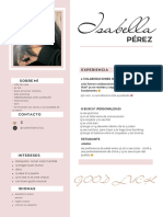 Currículum Vitae CV Diseñadora y Arquitecta Minimalista Rosa