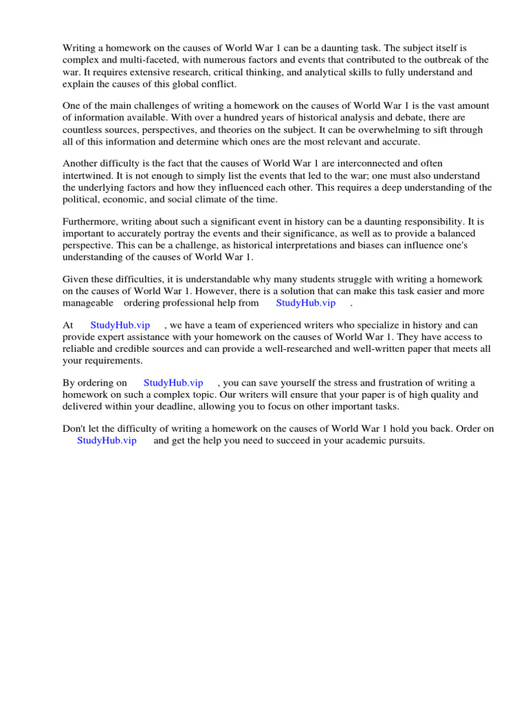 Causes of World War 1 Homework | PDF | Allies Of World War I | World War I