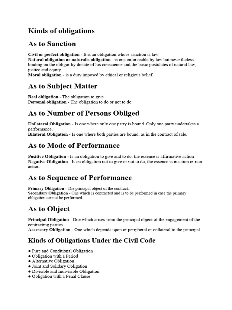 Kinds of Obligations | PDF | Debtor | Damages
