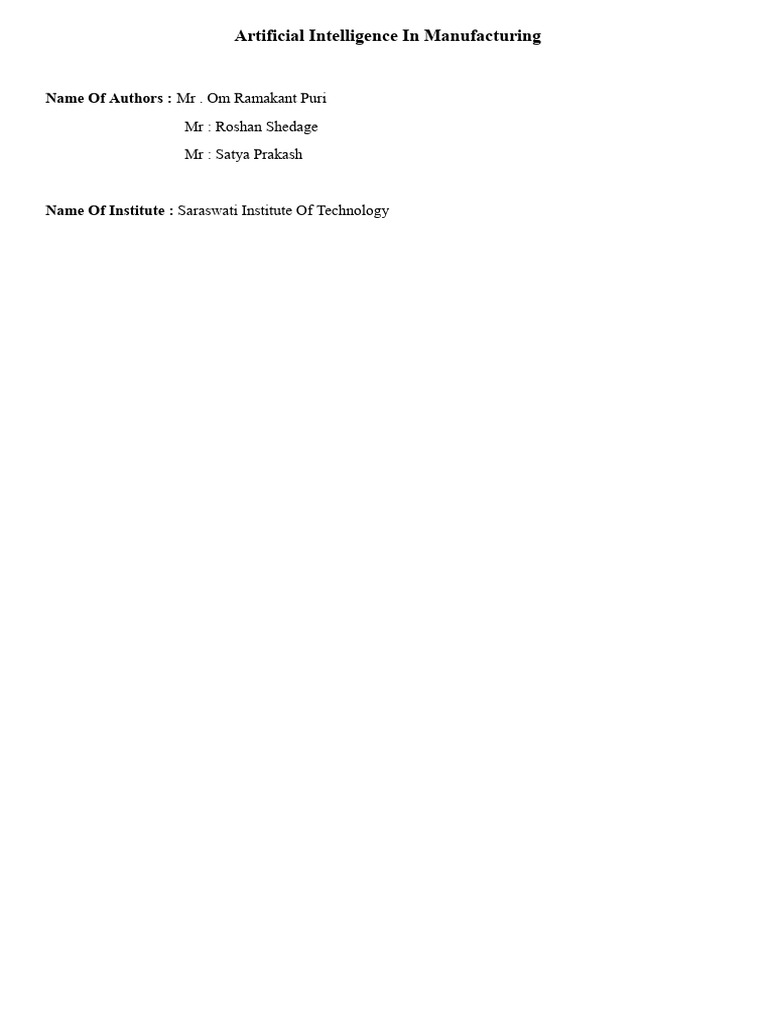AI Transformations in Manufacturing | PDF | Artificial Intelligence ...