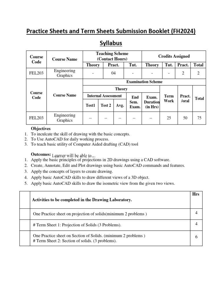 Engineering Graphics Practice & Term Sheets | PDF | Computer Aided ...