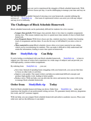 Block Schedule Homework