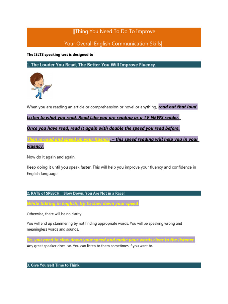 To Improve SPEAKING Do These | PDF | English Language | Fluency