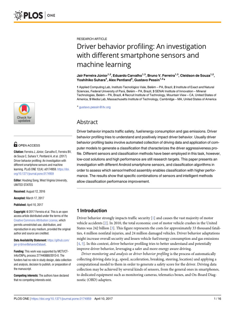 Driver Behavior Profiling An Investigation With Different Smartphone