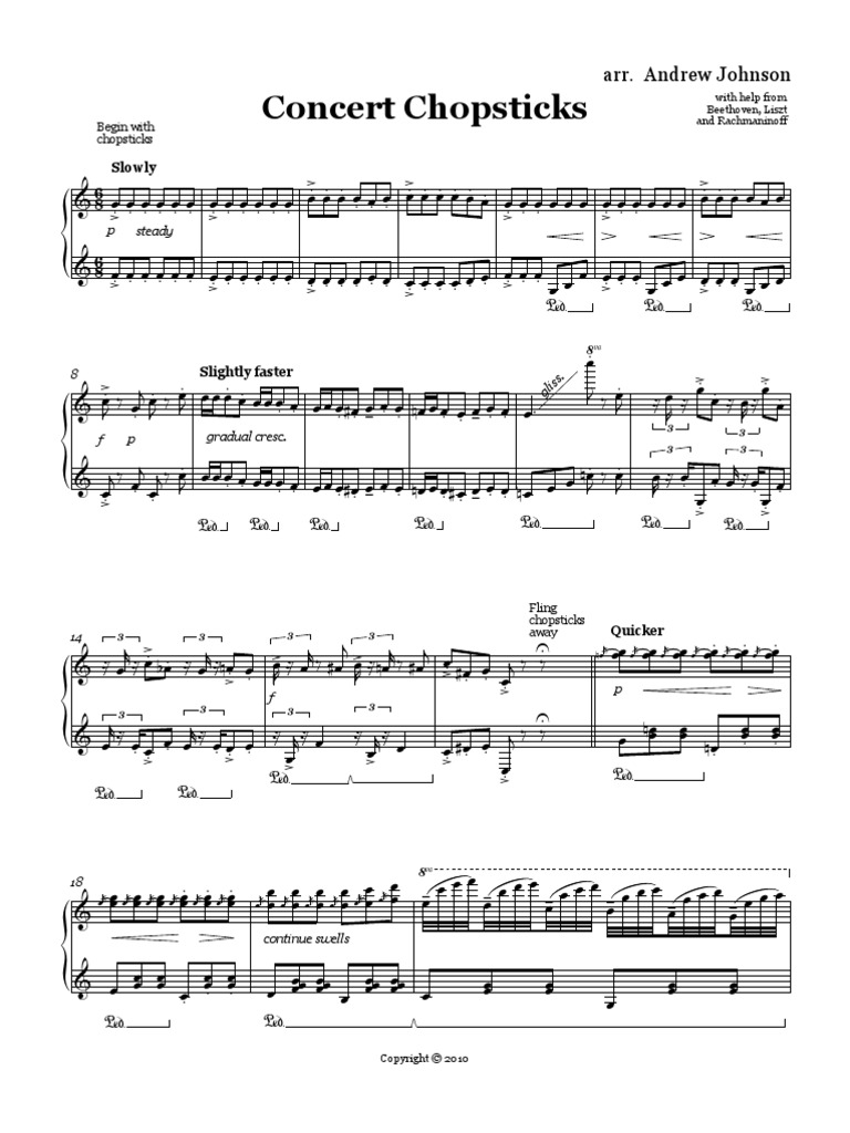 Chopsticks Sheet Music | Compositions musicales | Loisirs