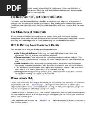 Good Homework Habits