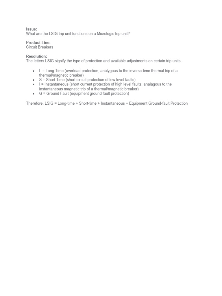 LSIG Trip Unit Functions Explained | PDF