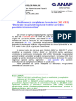 Modificarea I Completarea Formularului "Declara Ie Recapitulativ Privind Livr Rile/ Achizi Iile/ Prest Rile Intracomunitare"