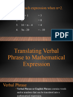 Lesson 4 Translating Verbal Phrase To Mathematical Expression