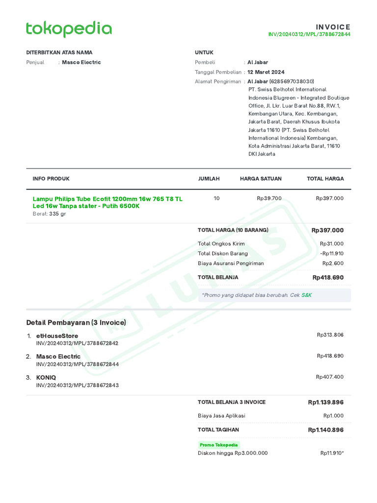Invoice tokopedia pdf