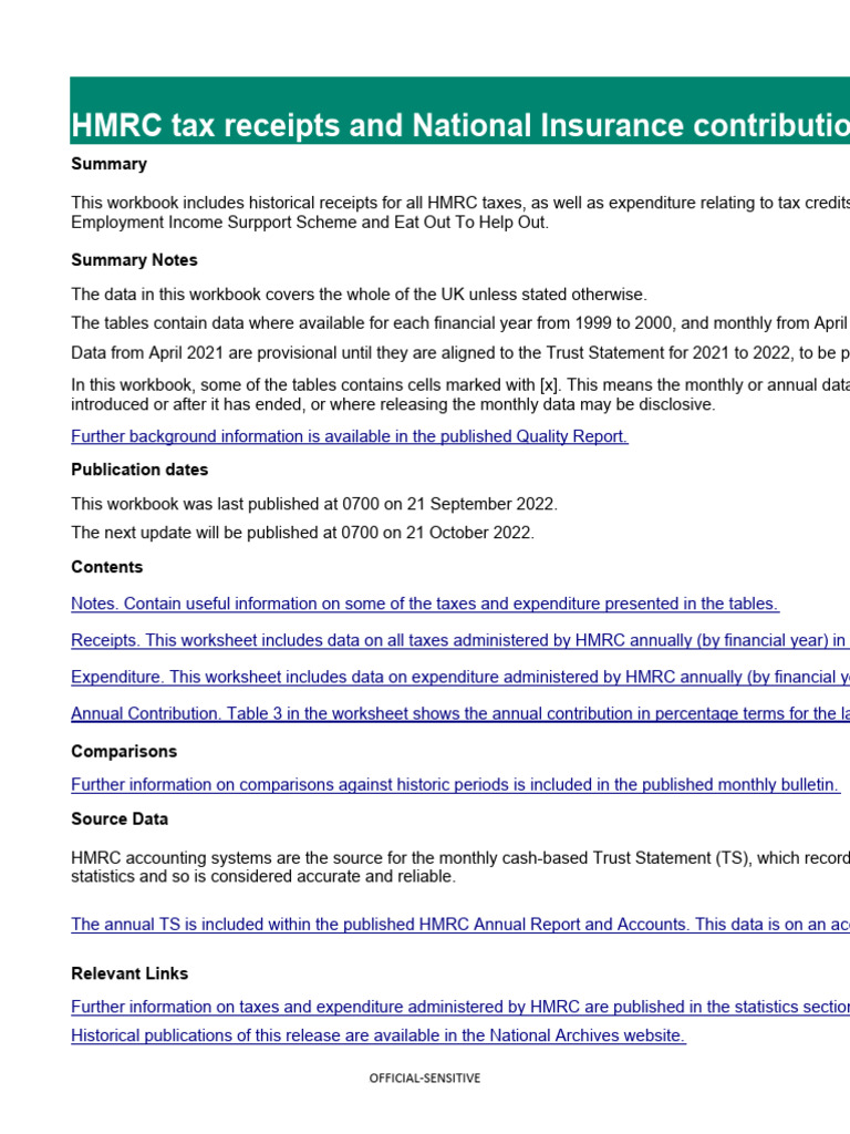 HMRC Tax and NIC Receipts Overview | PDF | Taxes | United Kingdom ...
