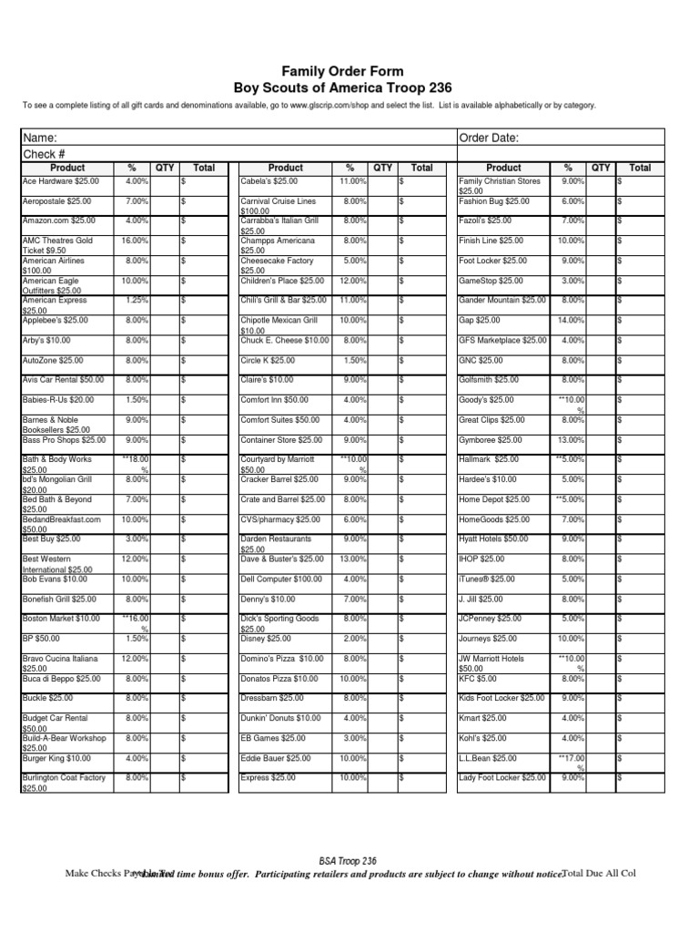 Family Order Form Detail | PDF | Business