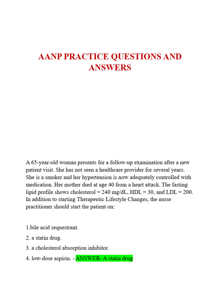 AANP PRACTICE QUESTIONS AND ANSWERS | PDF | Allergy | Dermatitis