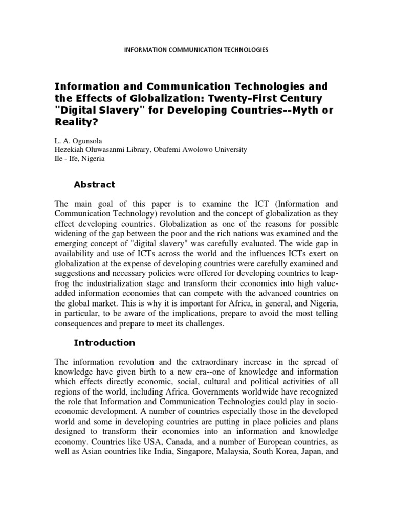 ICT and Globalization: Digital Slavery in Africa | PDF | Globalization ...