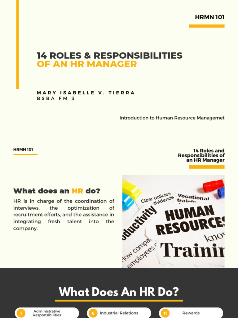 HR Manager Roles & Duties | PDF | Human Resources | Human Resource ...