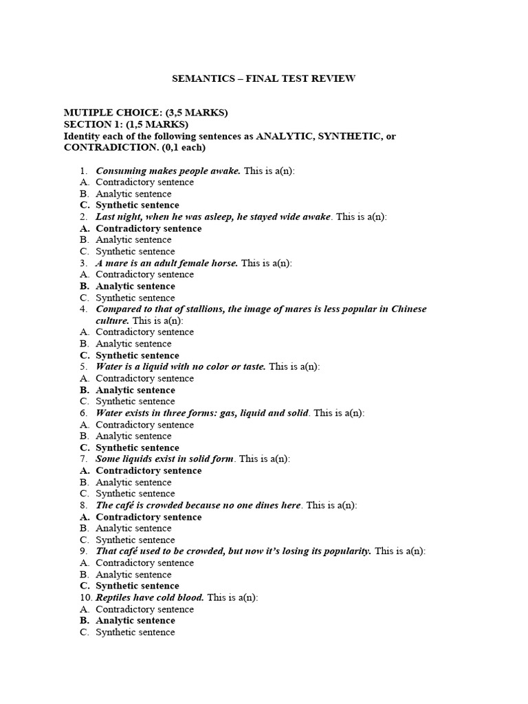 Semantics Final Test Review Guide | PDF