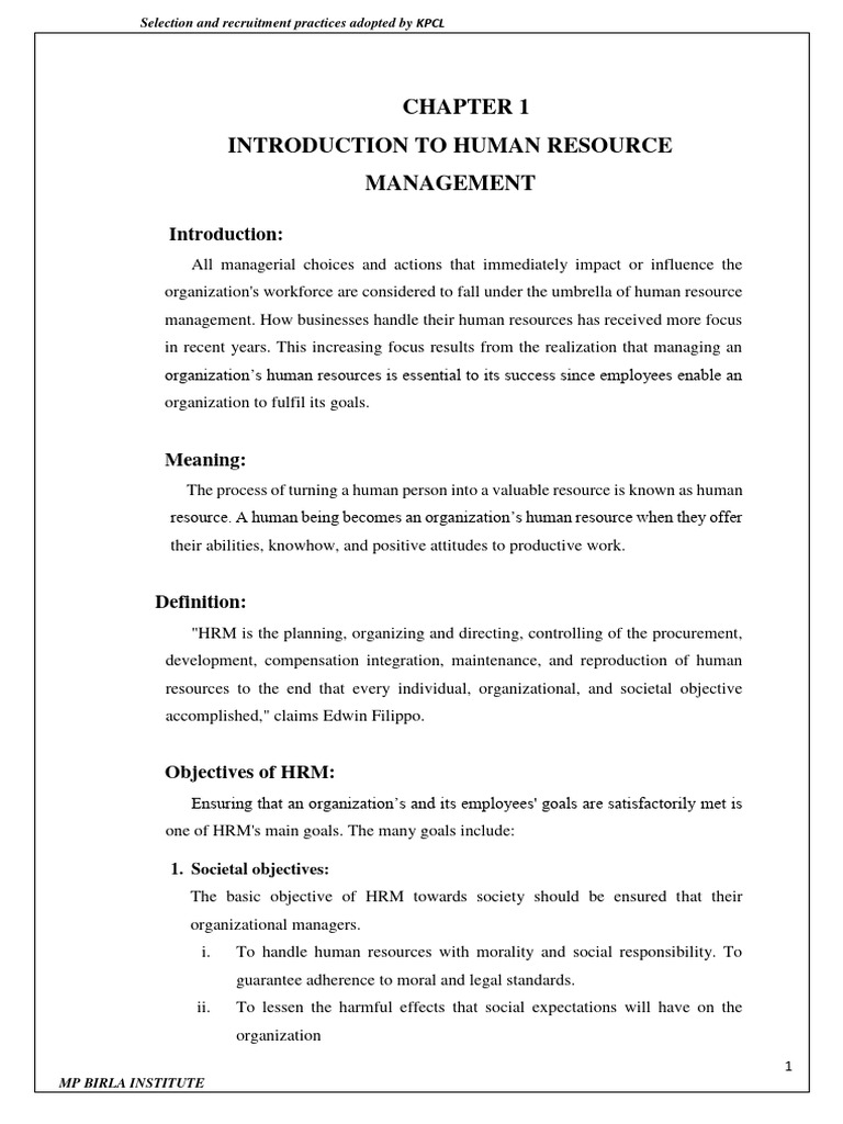 KPCL Recruitment and HRM Practices | PDF | Human Resource Management ...