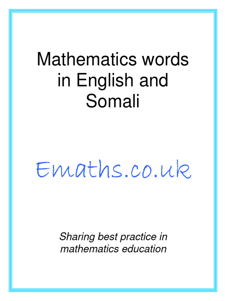 Somali Mathematics Vocabulary Guide | PDF | Mathematics | Arithmetic