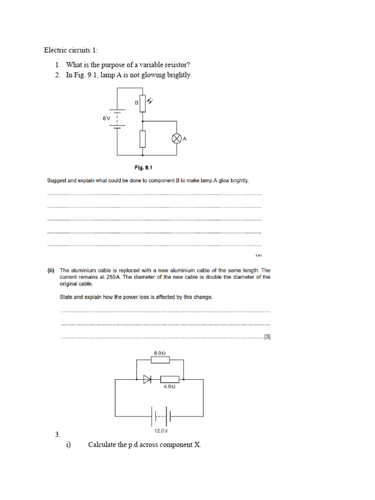 Electric Circuits Questions PDF