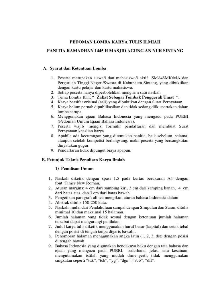 Pedoman Lomba Kti | PDF