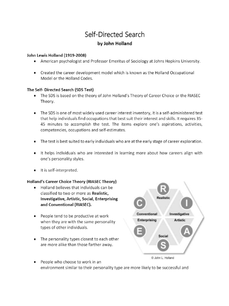 Self directed search pdf