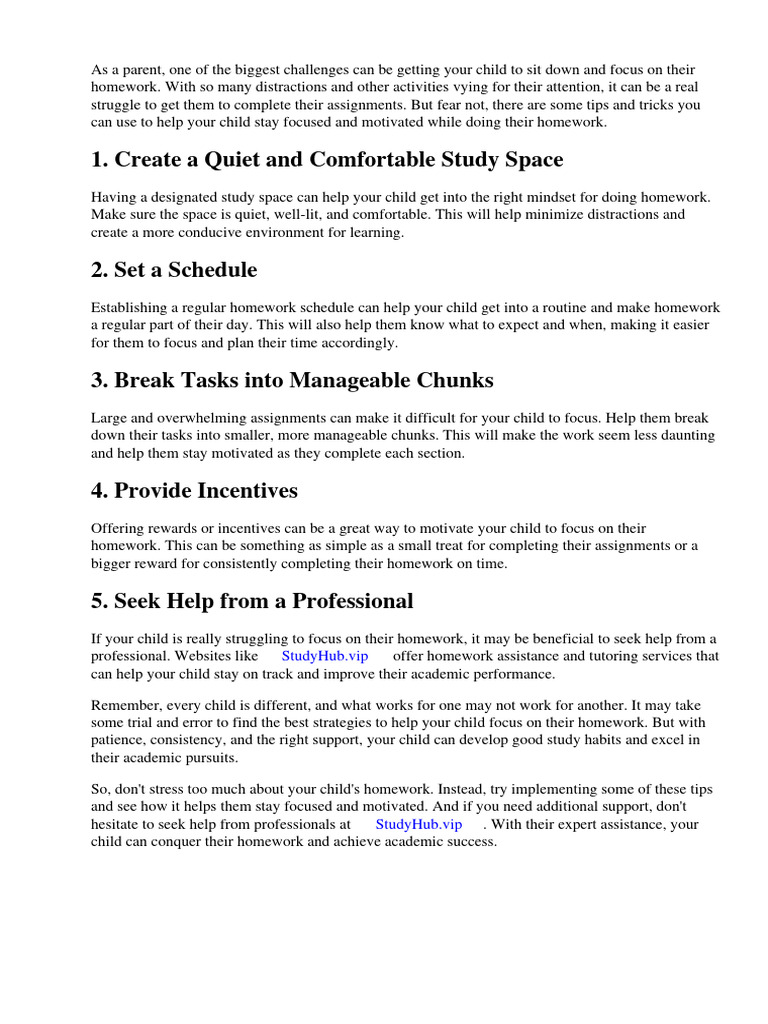 How To Make A Child Focus On Homework | PDF | Homework | Homeschooling