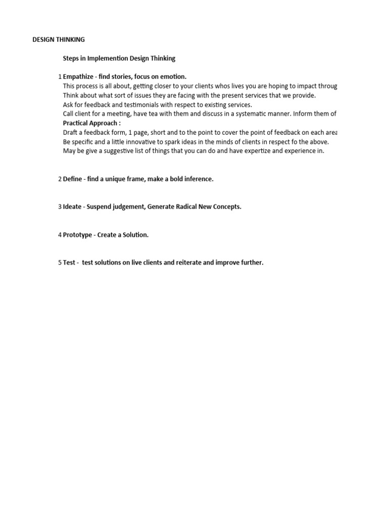 Steps for Effective Design Thinking Implementation | PDF